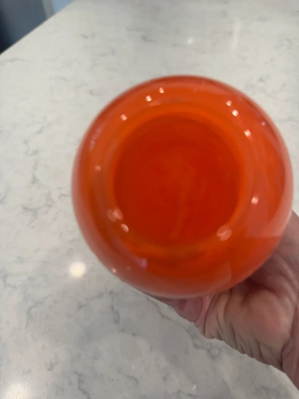 Vintage Orange Cased Glass Vase White Rim MCM 1970s Empoli Style - Picture 2 of 4